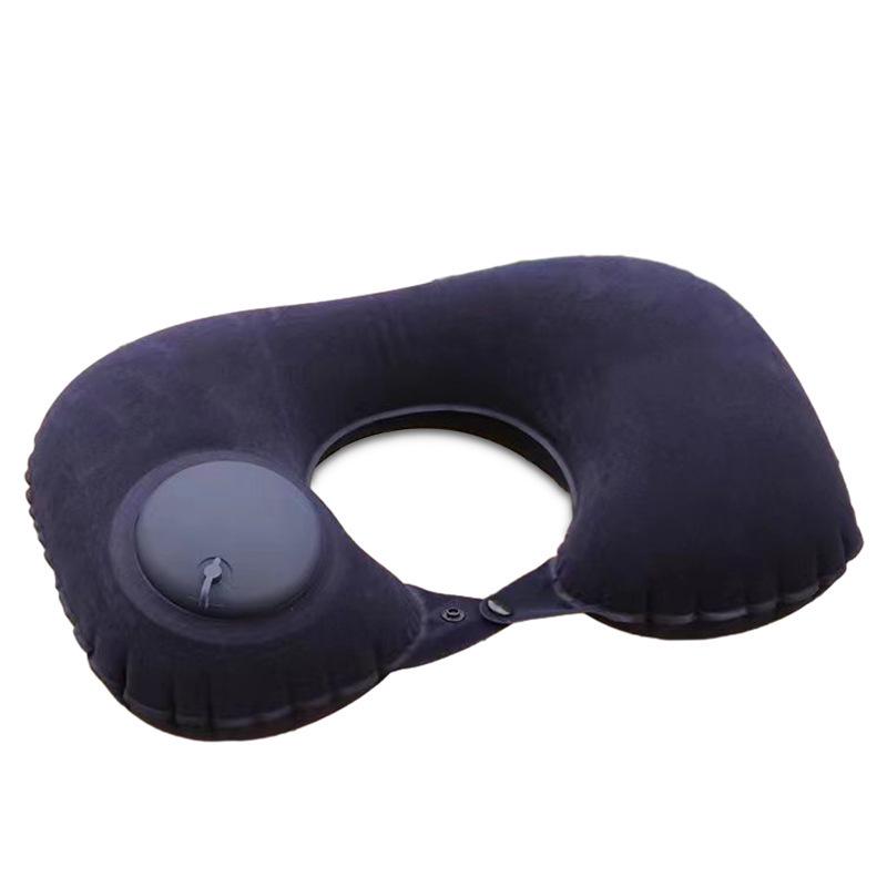 Inflatable U-Shaped Travel Neck Pillow – Portable, Flocked PVC for Camping & Airplane Comfort