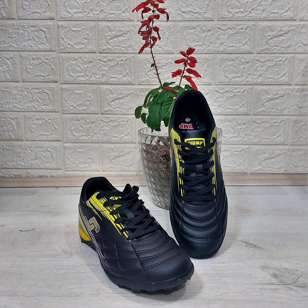Jump 29117 Black-Yellow Lace-up Astroturf Football Shoes