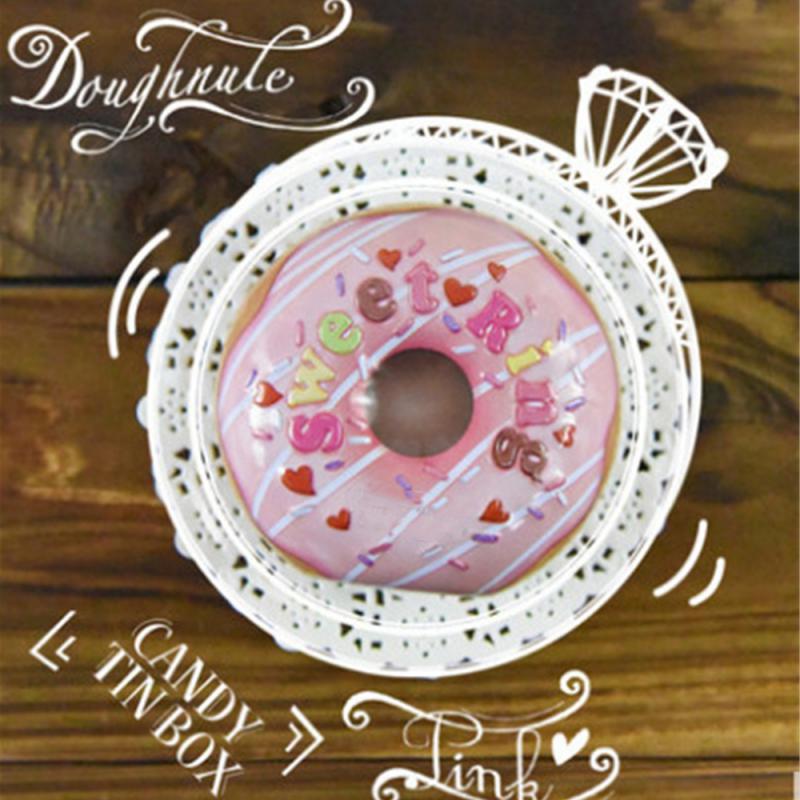 

2 коробки в форме пончика, коробка для чая, декоративная коробка для конфет, украшение для десерта в обертке, 1 шт. 9.5x9.5x11cm розовый