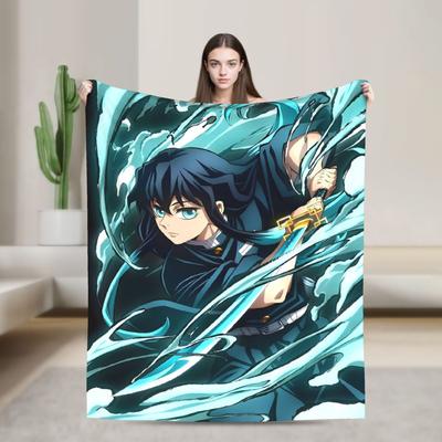 Muichiro Tokito Anime Flannel Blanket Warm Soft Throw Blanket for Home Decor Travel Office Comfortable Bedspread Sofa Bed Cover