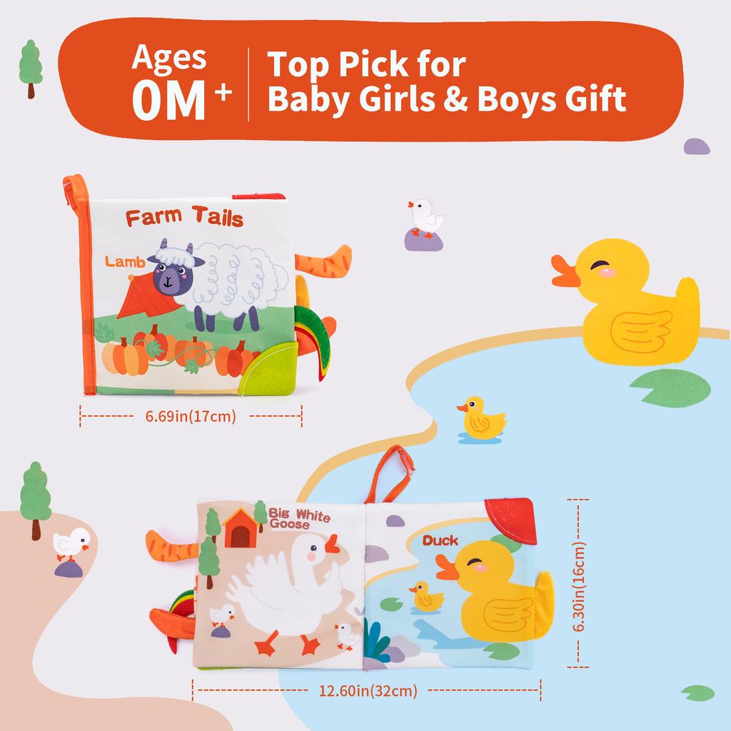 New 3D Visual Tail Cloth Book Rustle Sound Baby Tear Resistant Early Learning Educational Montessori Toys 0-12 Months Baby Gifts