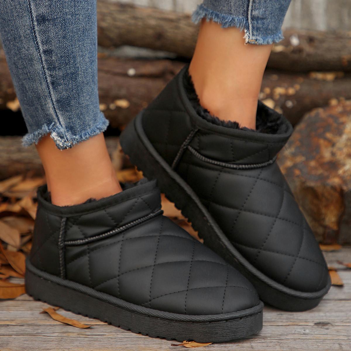 

Модные уличные зимние и флисовые утепленные теплые модные короткие водонепроницаемые нескользящие дышащие износостойкие иностранные женские ботинки 41 чёрный