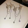 1 pair Zinc Zinc Alloy Silver Tassel Ear Clip Long Shiny Temperament Eardrops  Holiday