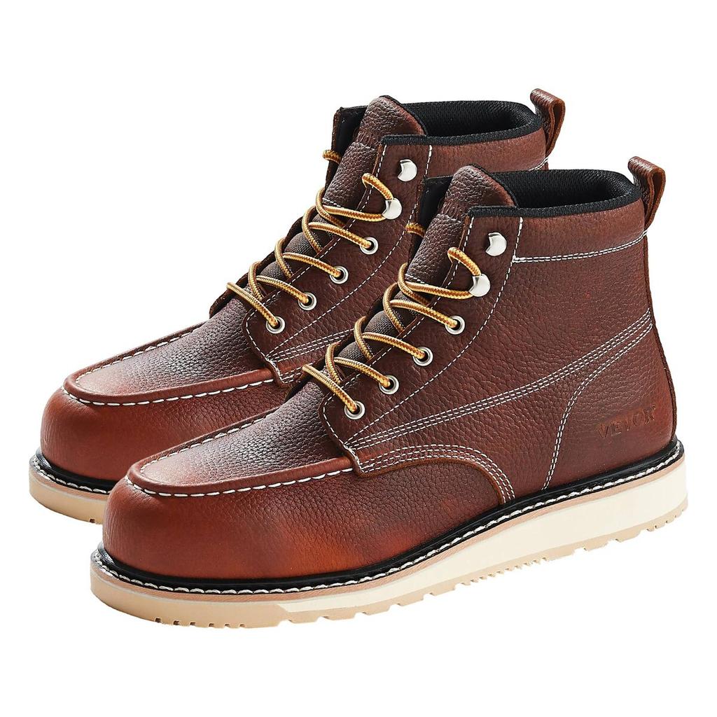 Steel Toe Work Boots UK Size 8.5 Waterproof Moc Toe for Men Slip-Resistant
