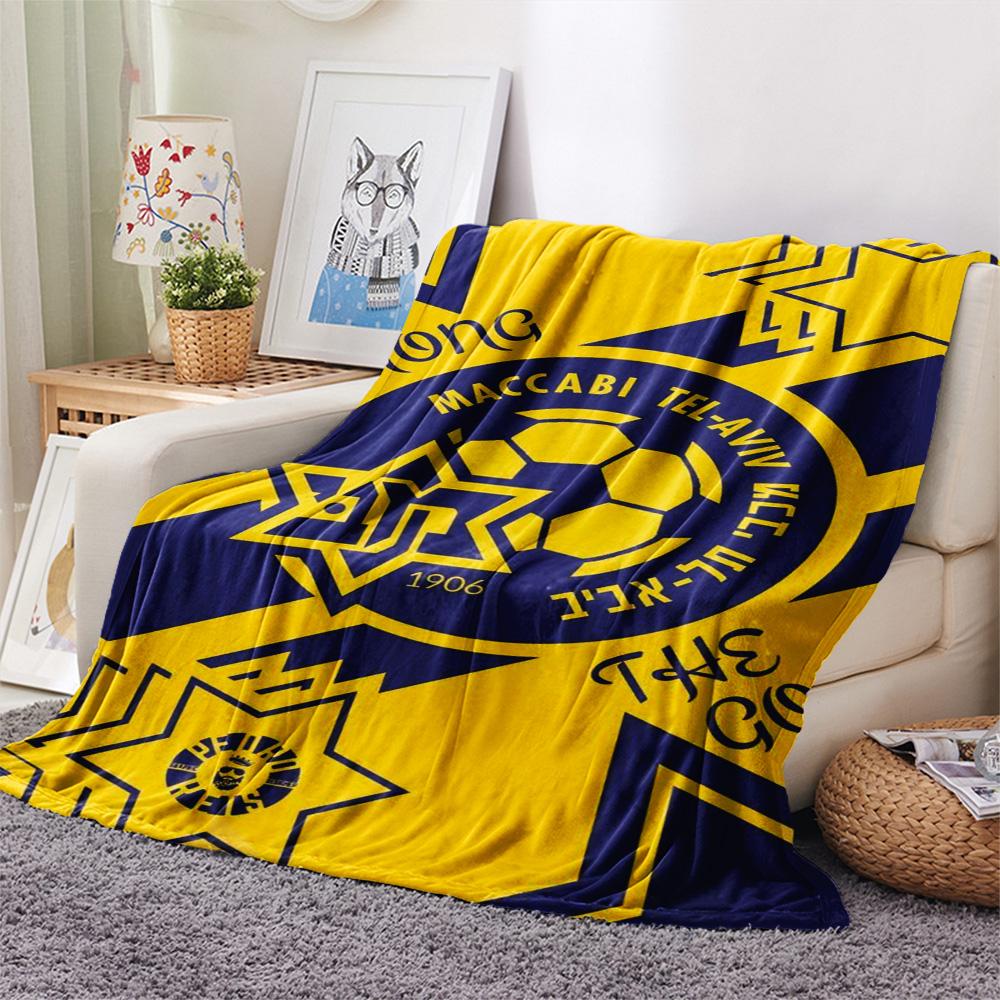 1 Stück Maccabi Tel Aviv FC Aufdruck Flanelldecke Hohe Qualität Warm Bequem Decke für Alle Jahreszeiten Perfekt für Geschenke Heimdekoration