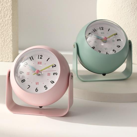 Rotatable Analog Alarm Clock with Night Light Non-Ticking Silent Battery Operated Bedroom Digital Desk Clock Children Students Birthday Gift