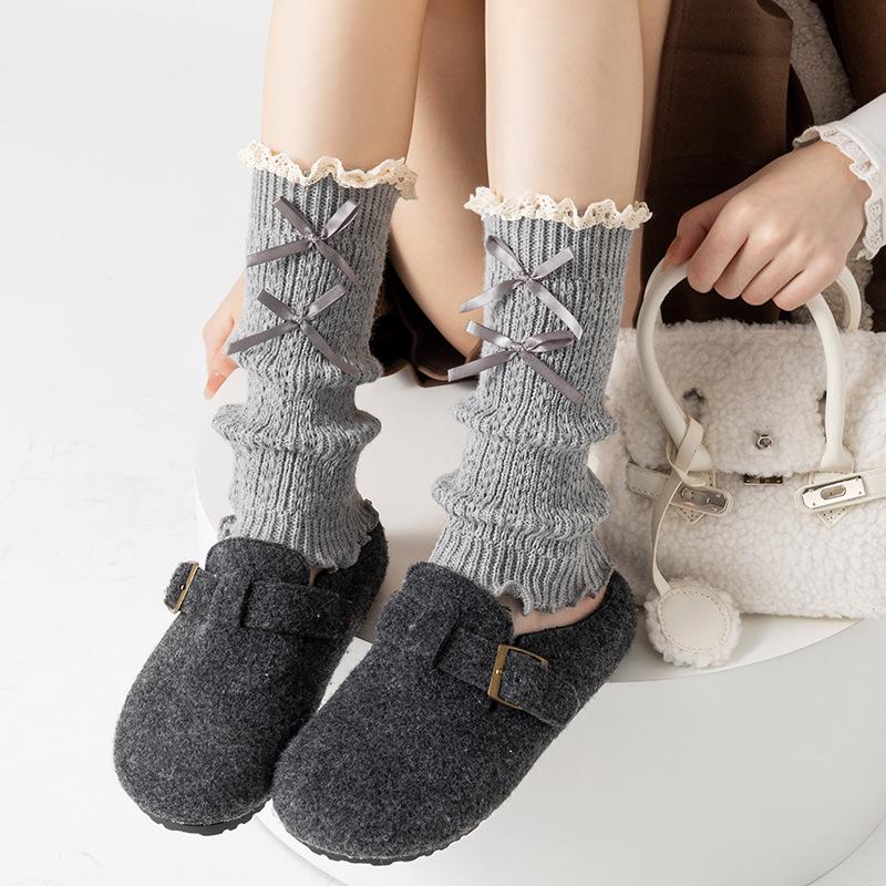 Boots Still Cotton Socks Cover Lace Lolita Stack Socks Girl Bow Sweet Thickened Girl Leg Cover