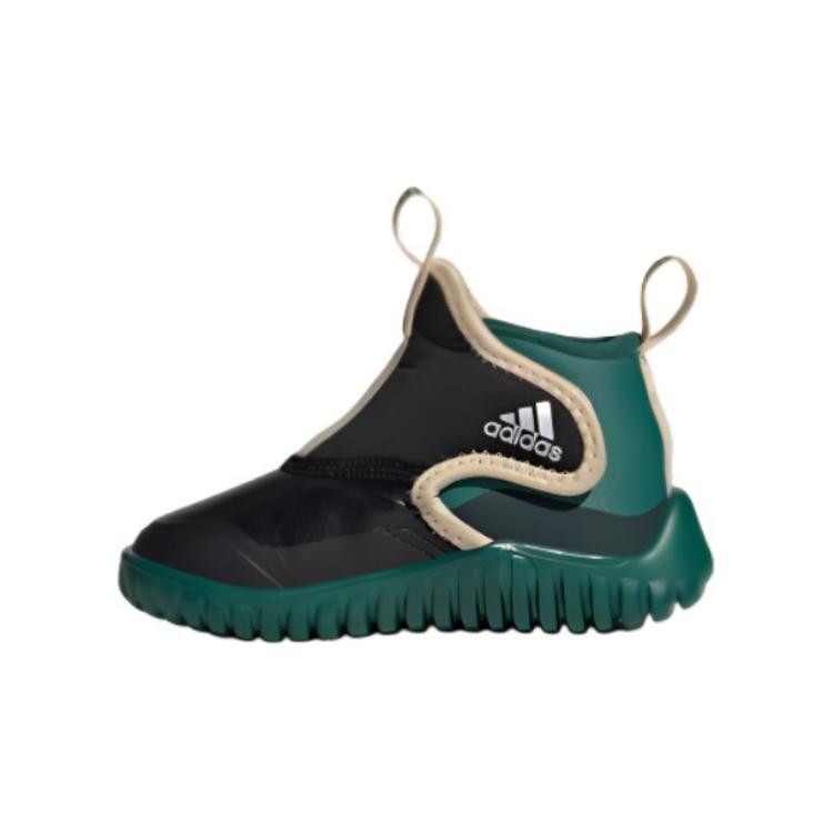 Adidas Rapidazen Casual Versatile Shock Absorbing Wear Resistant Warm Mid Top Walking Shoes Baby Shoes Black Green IG7815