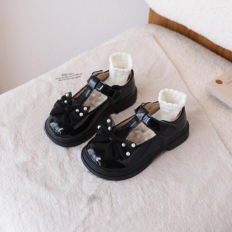 New Girls' Princess Shoes, Black Leather Shoes for Girls, Bow-tie Leather Shoes, Versatile Children's Shoes
