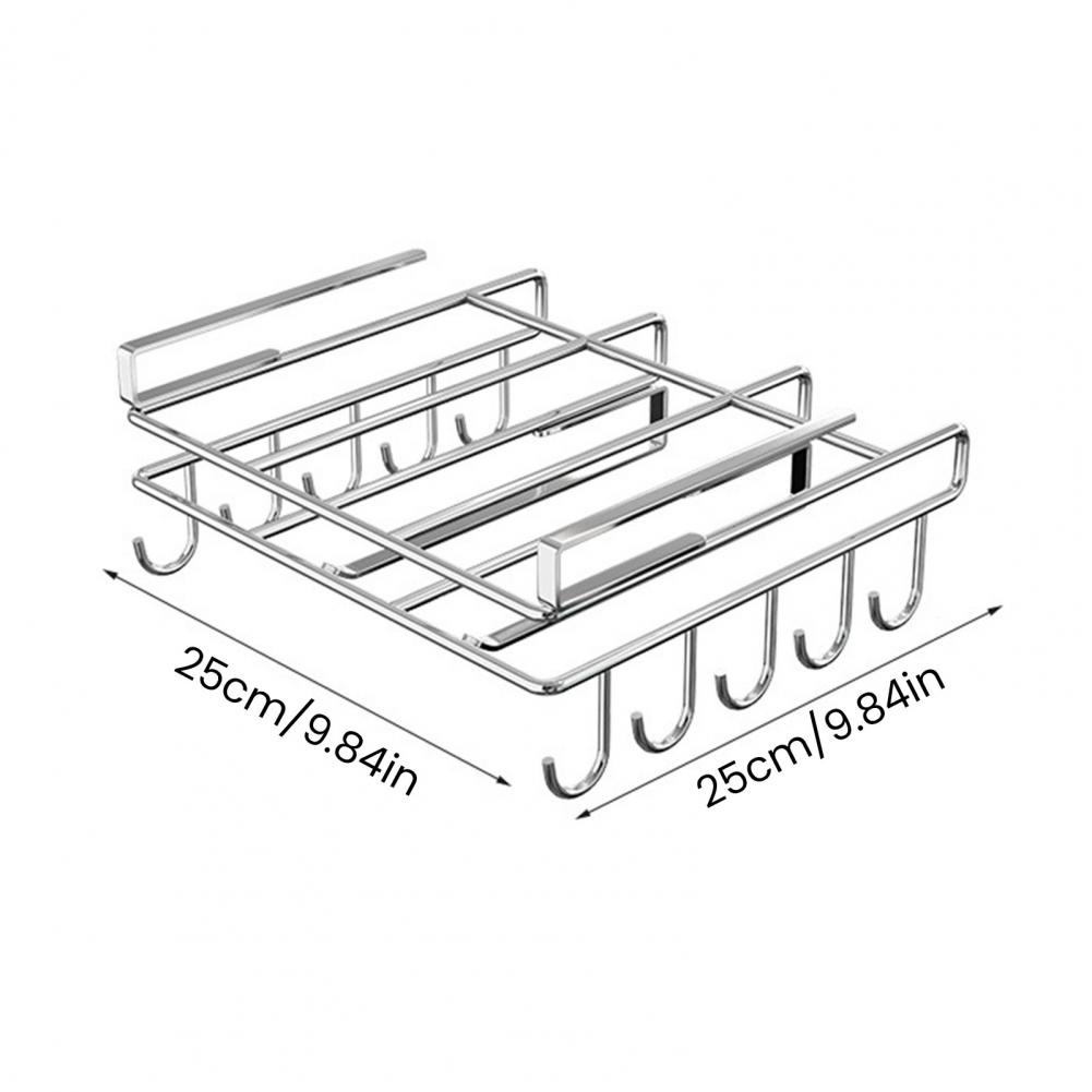 Clip-On Shelf under Cabinet Storage Shelf with 10 Hooks 2 Towel Bars And Cutting Board Holder No-Drill Installation