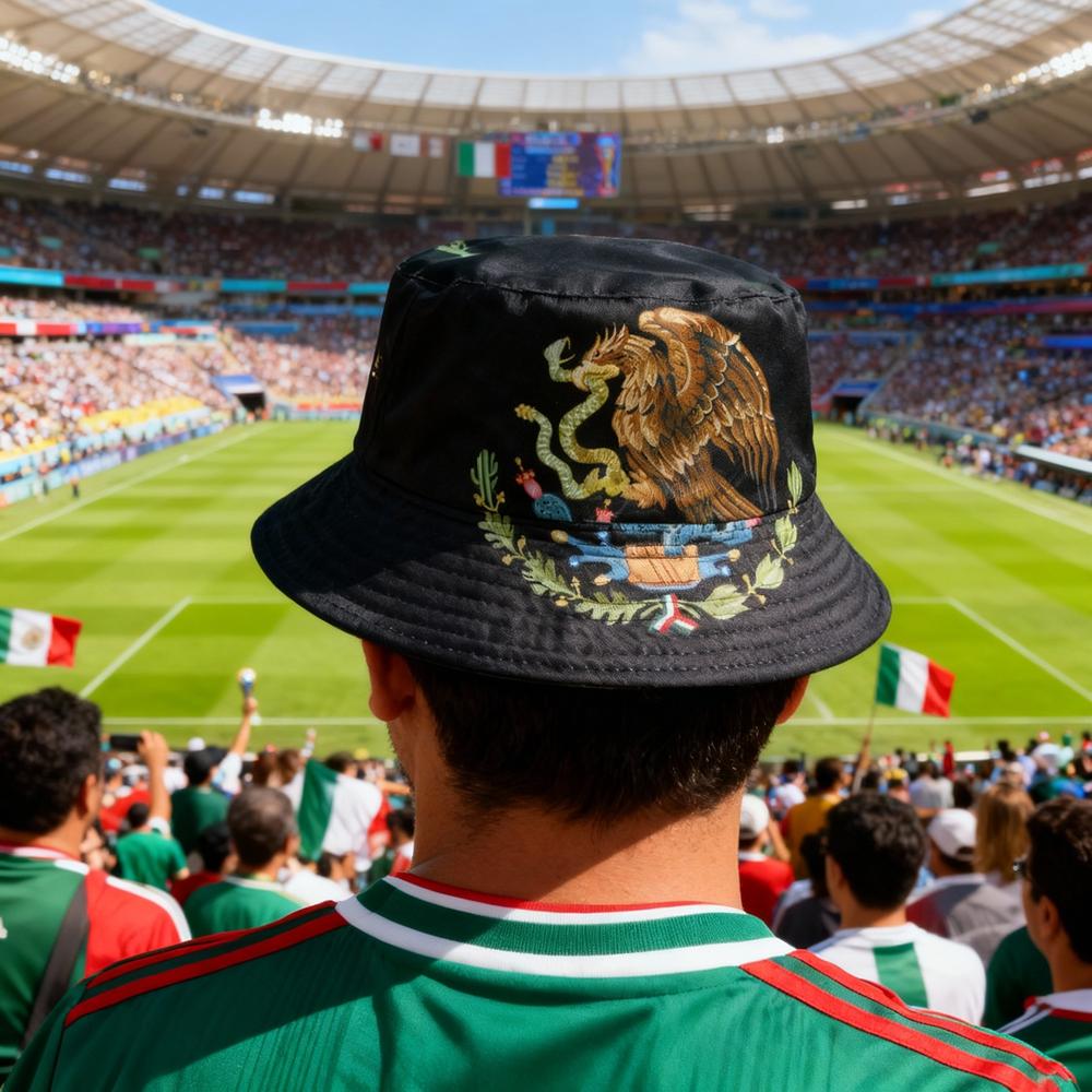 Mexico Flag Emblem Bucket Hat Verde Blanco Rojo Mexican Culture Unisex Summer Sun Hat Patriotic Fiesta Soccer Fan Accessory