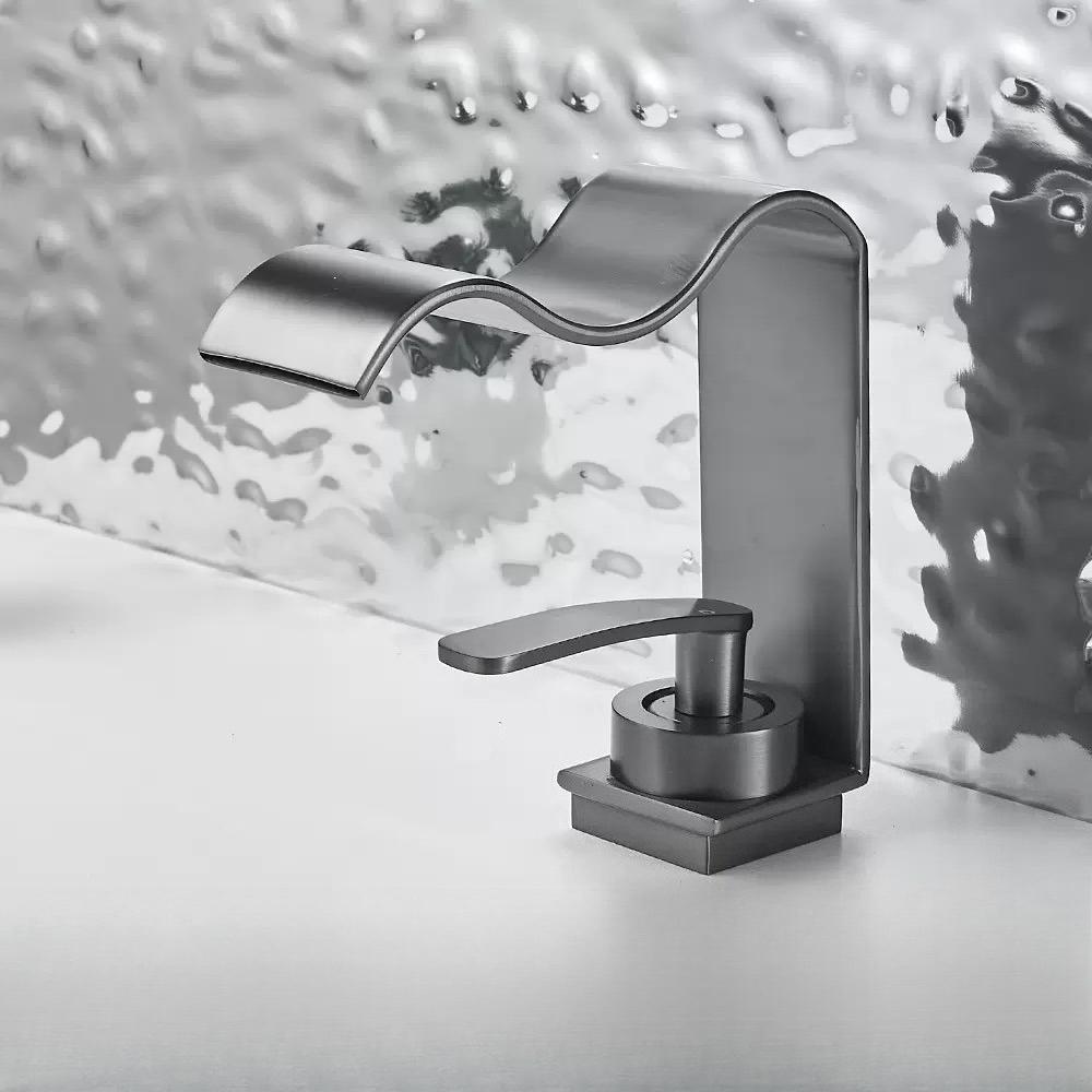 Modern Waterfall Faucet Single Handle 1 Hole Bathroom Sink Faucet Lavatory Vanity Wash Basin Water Faucet Vessel Crane Mixer Tap
