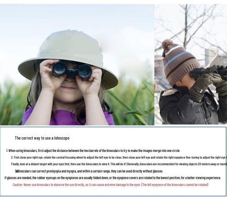 High Magnification HD Kids' Binoculars - 4x30 Children's Outdoor Telescope