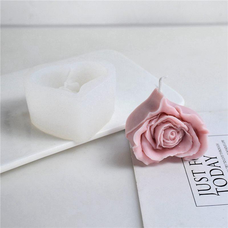 2X Rose Heart Candle Silicone Mold DIY Flowers Shaped Candle Making Soap Resin Mold Craft Valentine's Gifts