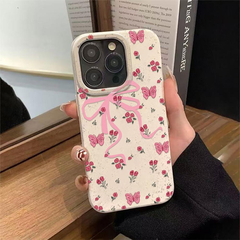Pink Bow Phone Case Suitable For IPhone 17 Pro Max Air 16 15 Plus 14 13 12 11 Case Cover Funda For IPhone 16 15 14 Plus