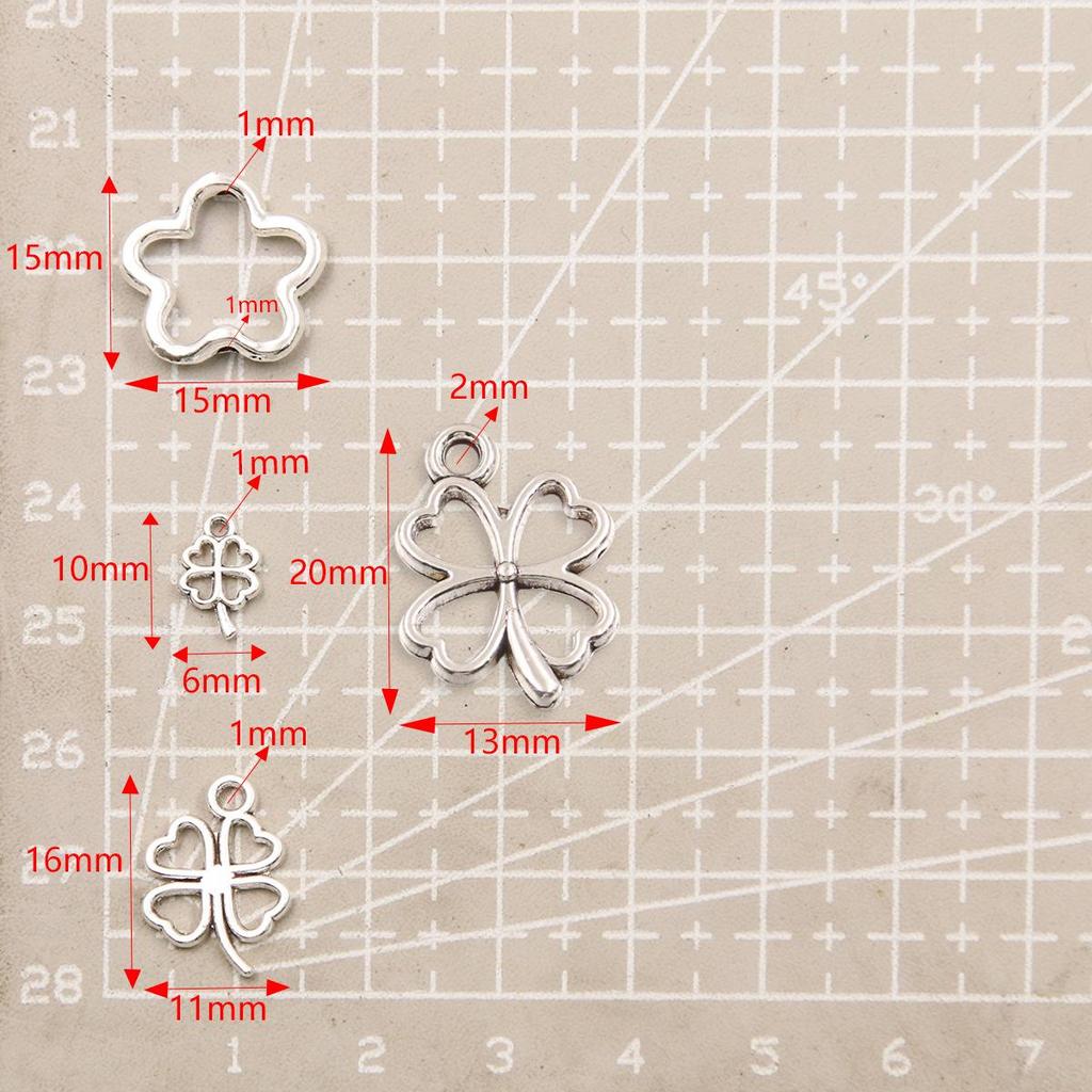 4 Styles Zinc Alloy 4-Petal Small Flower Pendant Beads for DIY Necklaces and Keychains