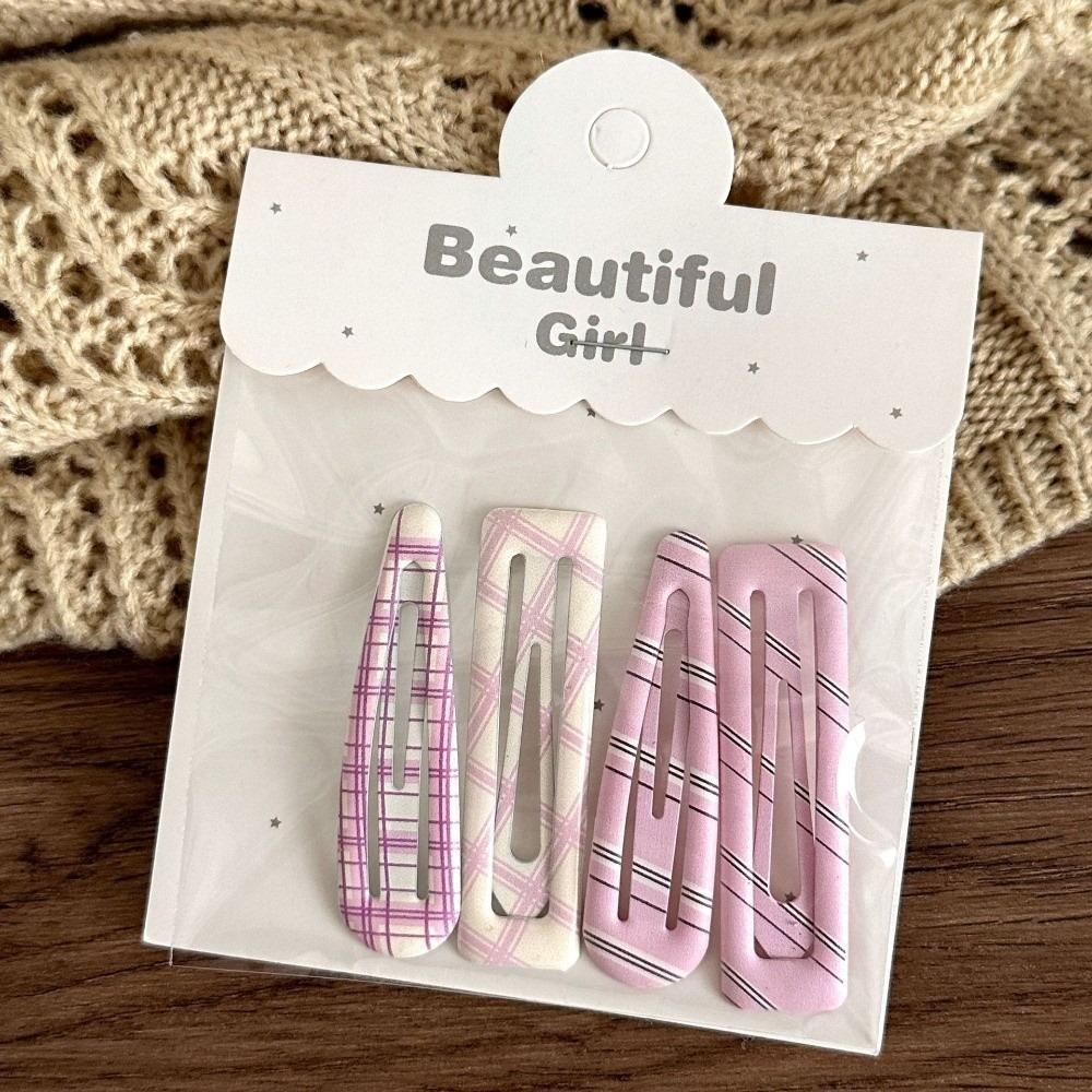 4-Pack New Candy Cream Color Children s Hair Clips Square Water Drop Bangs Girls Hair Accessories Clips Clips Hairpins