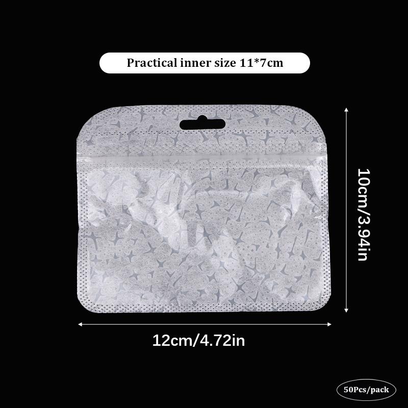 50 Stück Durchscheinende Weiße Gemusterte Stoff-Ziplock-Beutel Siegelbeutel Verpackungsbeutel Wiederverschließbare Ohrring-Halskette Schmuck Geschenk Aufbewahrungsbeutel