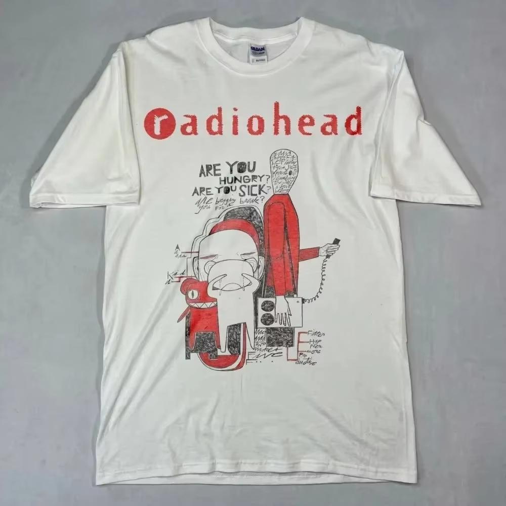 Radiohead Hip Hop Rock Band Street Fashion Classic Casual Crew Neck Oversized Pure Cotton Unisex Women And Men T-Shirt
