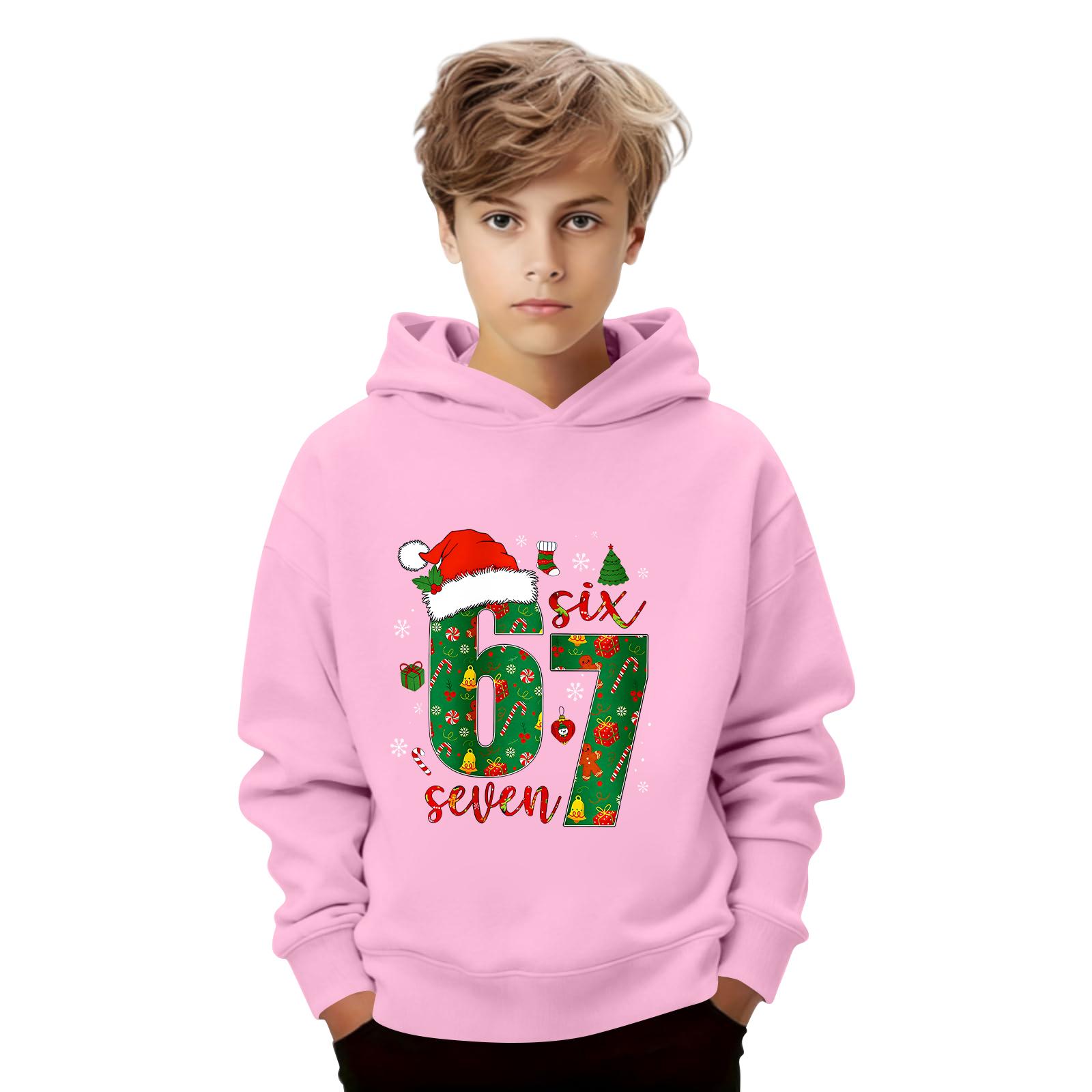 

Дитячий пуловер вільного крою з довгим рукавом, з капюшоном на шнурку та принтом літер 120 рожевий