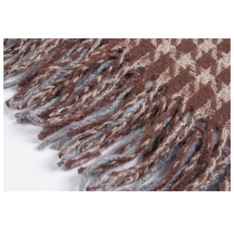 Høst vinterskjerf Brunt Houndstooth skjerf for kvinner dusk sjal