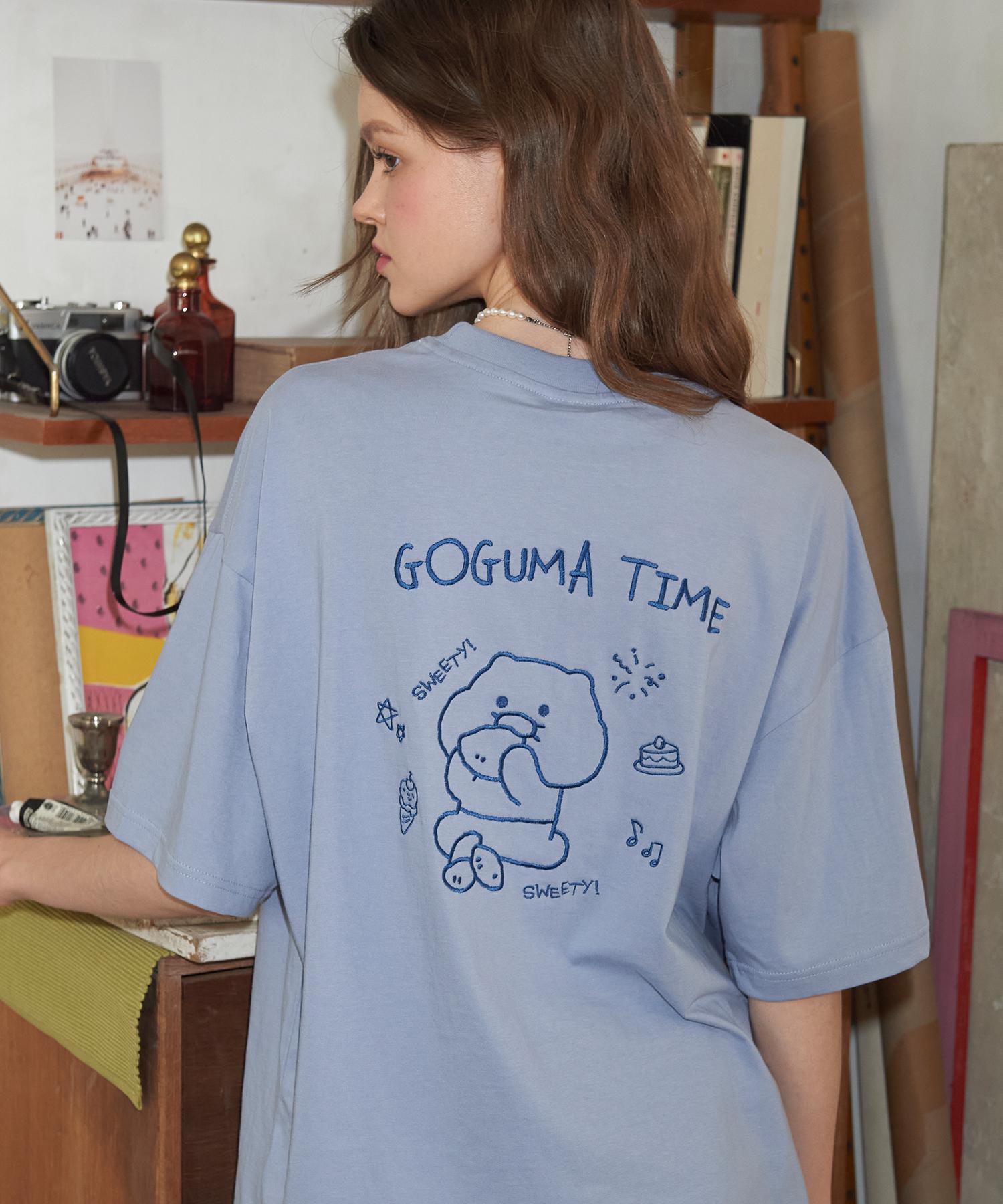Compagno [Cpgn X Kakao Friends] Sweet Chunsik Embroidered Short Sleeve T-Shirt Blue Gray Blue Gray/L