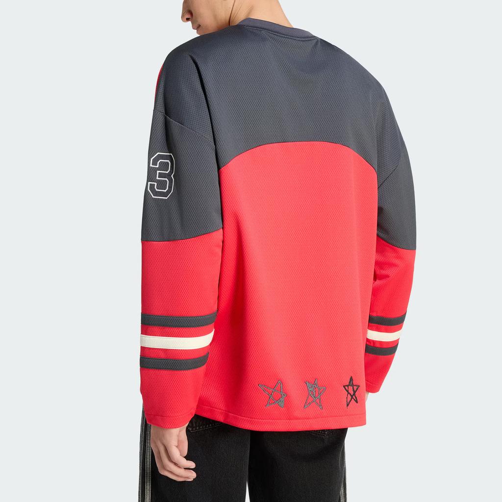 Adidas Originals Hockey Long V-Neck Sports Comfortable Casual Loose Long Sleeve T-Shirt Men Tops KU9187