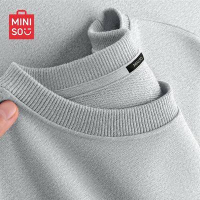 MINISO Men's Solid Color Crewneck Pullover Sweatshirt