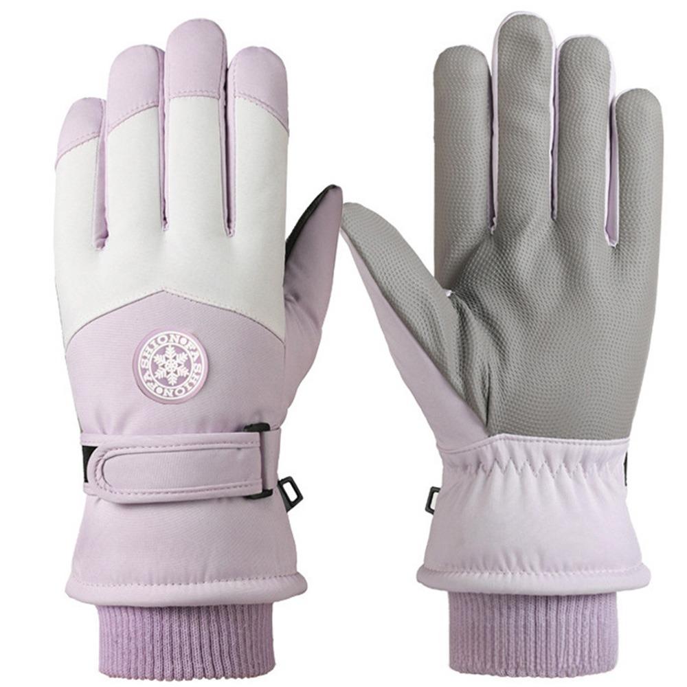 PU Leather Winter Cycling Gloves Full Fingers Non-Slip Touch Screen Gloves Fleece Lining Waterproof Waterproof Gloves