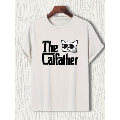 Europäische Größe "Cat Godfather" Bietet Stilvolle Kurzarm-Outfits für Alle Jahreszeiten, Perfekt für Katzenliebhaber