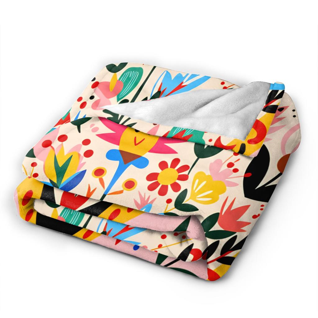 Colorful Floral and Animal  Blanket Quality Warm Soft  Throw Blanket Spring Kids Outdoor Funny Bedspread