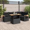 Vidaxl 6-Cz. Furniture Set With Cushions, Black, Poly Rattan And Acacia