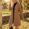 Single Breasted Coats Notch Lapel Collar Long Coat for Women Sleeves Women Casual Blazer Jacket Slim Fit Solid Color Outerwear Fall Winter Jacket