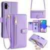 For Samsung Galaxy F06 5G Leather Case Zipper Pocket Wallet Phone Cover with 2 Straps