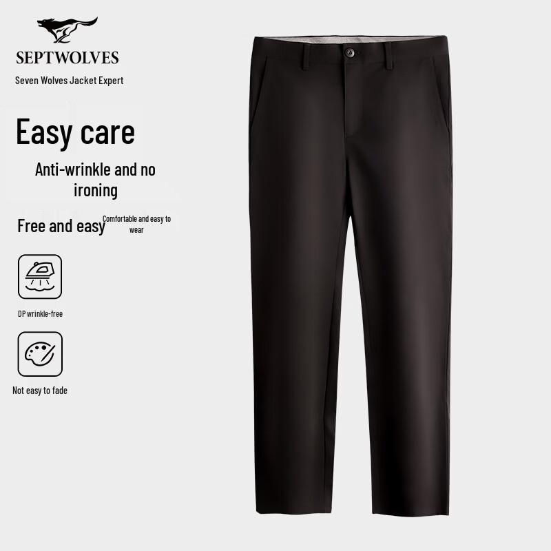 Septwolves Men s Non-Iron Cotton-Spandex Straight Leg Casual Pants 180/35A