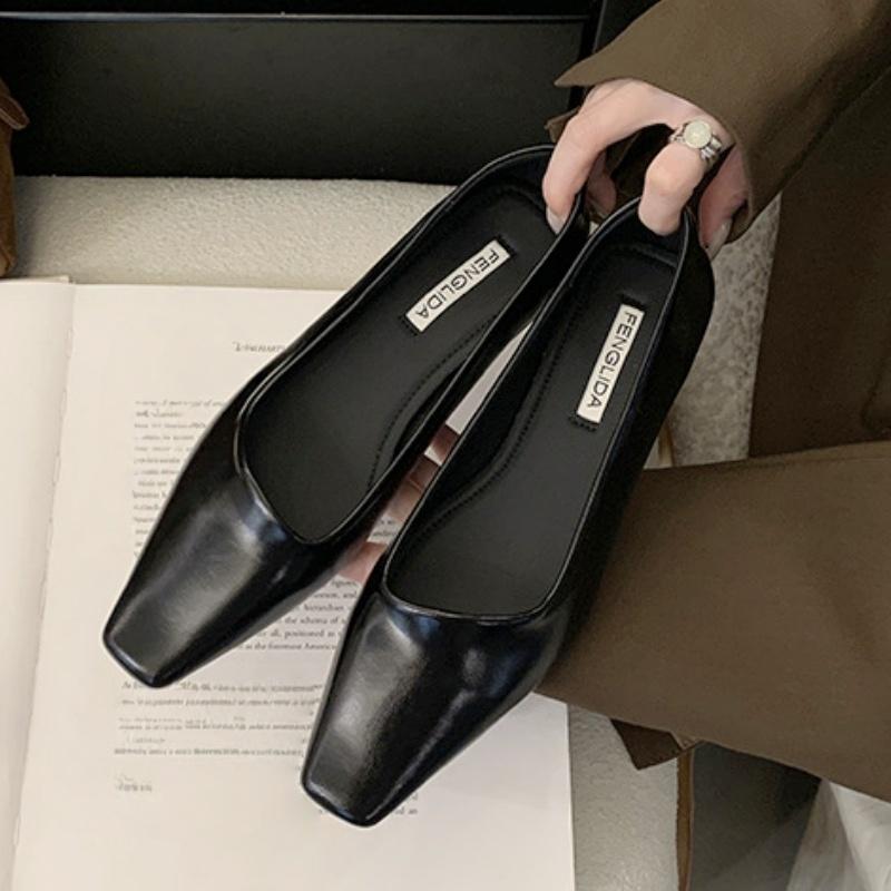 French Style Women's Shoes 2025 New Spring And Autumn Comfy Women Shoes Shallow Medium Heels Commuting Rubber Soled Shoes