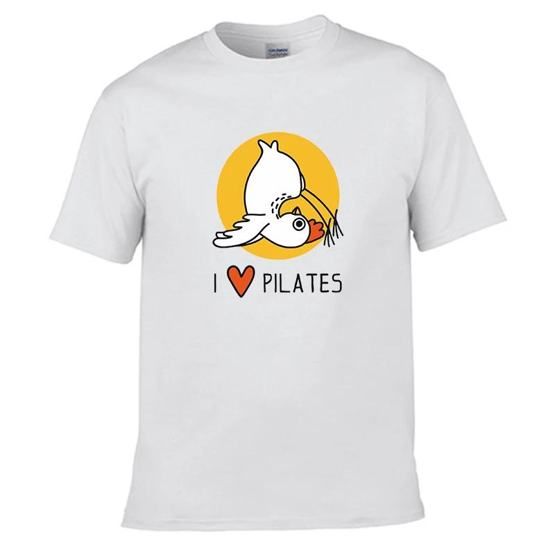 I LOVE PILATES Falling Chicken Printed T-shirt Men Women T-shirts Summer Cotton Tops Cotton Loose Street Hip Hop T-Shirts