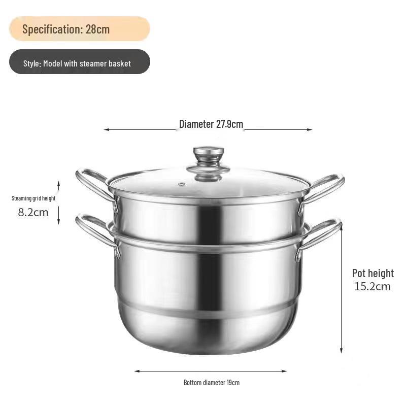 American Style Stainless Steel Multi-Functional Double-Layer Steamer Pot for Cooking and Soup