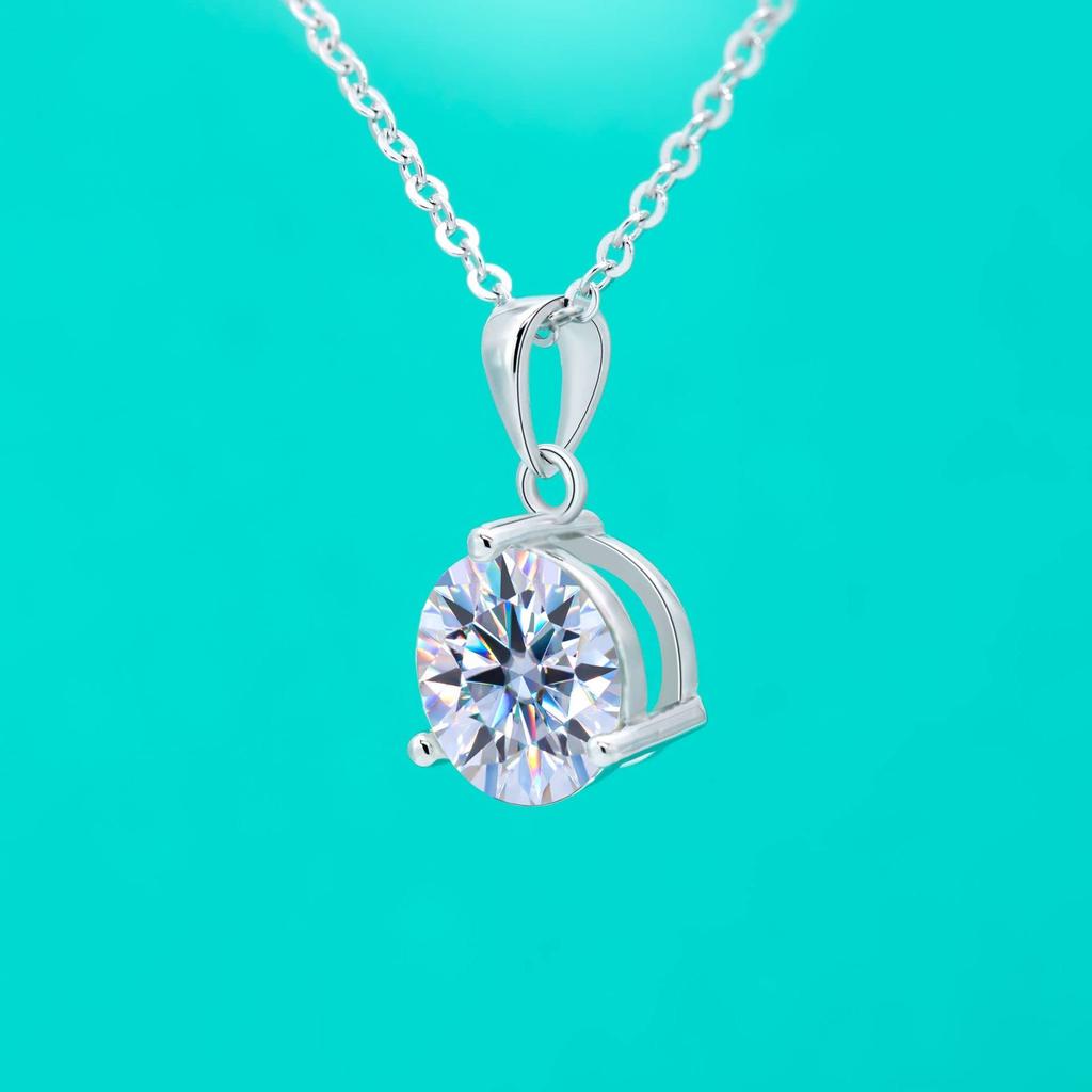 Halskette 3 Karat Großer Einzelner Starker Glanz Zirkonia 925 Silberkette Anhänger Halskette Verstellbare Länge Großer 3 Karat Kubischer [Rqusvichla] Diamantähnlich