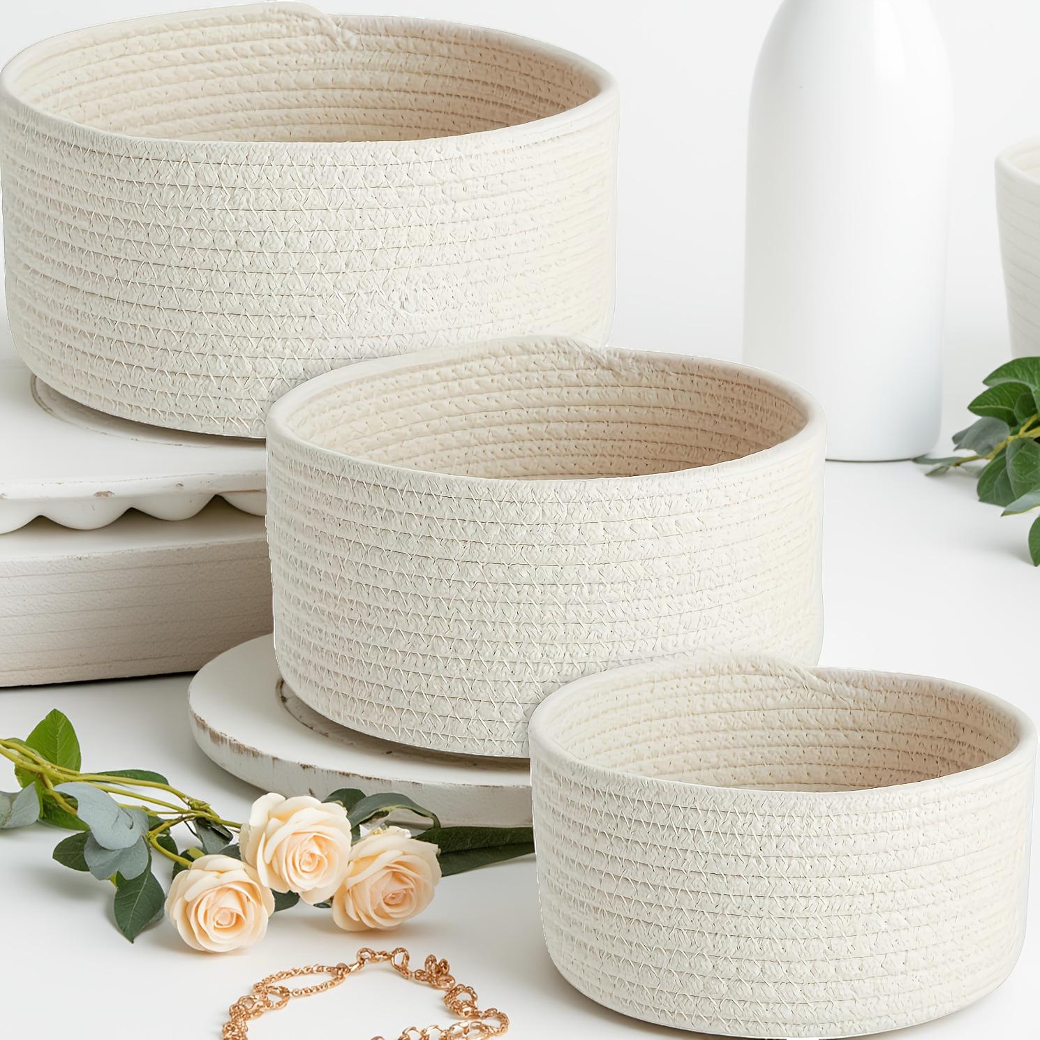 

Круглий плетений бавовняний мотузковий кошик для зберігання та прання Small 20*8cm, 0.16kg білий/слонова кістка