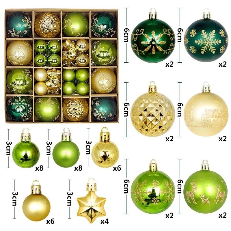 44Pcs Christmas Ball Ornaments 3-6cm shatterproof Christmas Hanging Ball Christmas Tree Decoration Home Party 2026 New Year Gift