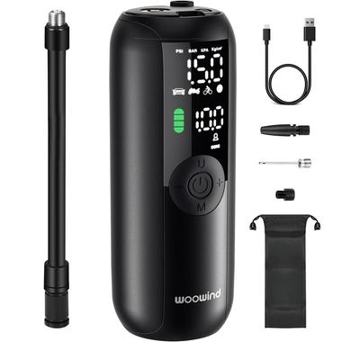 Woowind Electric Bicycle Pump for Cars, Bikes, and Motorcycles, Compatible with Ball Valves, Max Pressure 150 PSI, Cordless, Auto Shut-Off, Compatible
