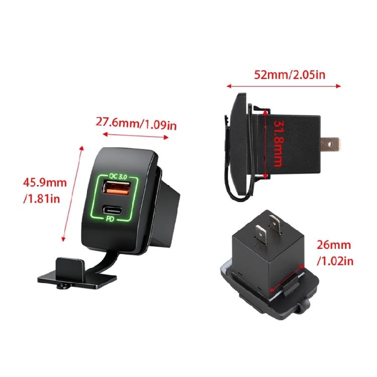 PD30W Type C And 18W USB Fast Double Port Car Charger With Safety Protections For Vehicles Panel Motorcycles