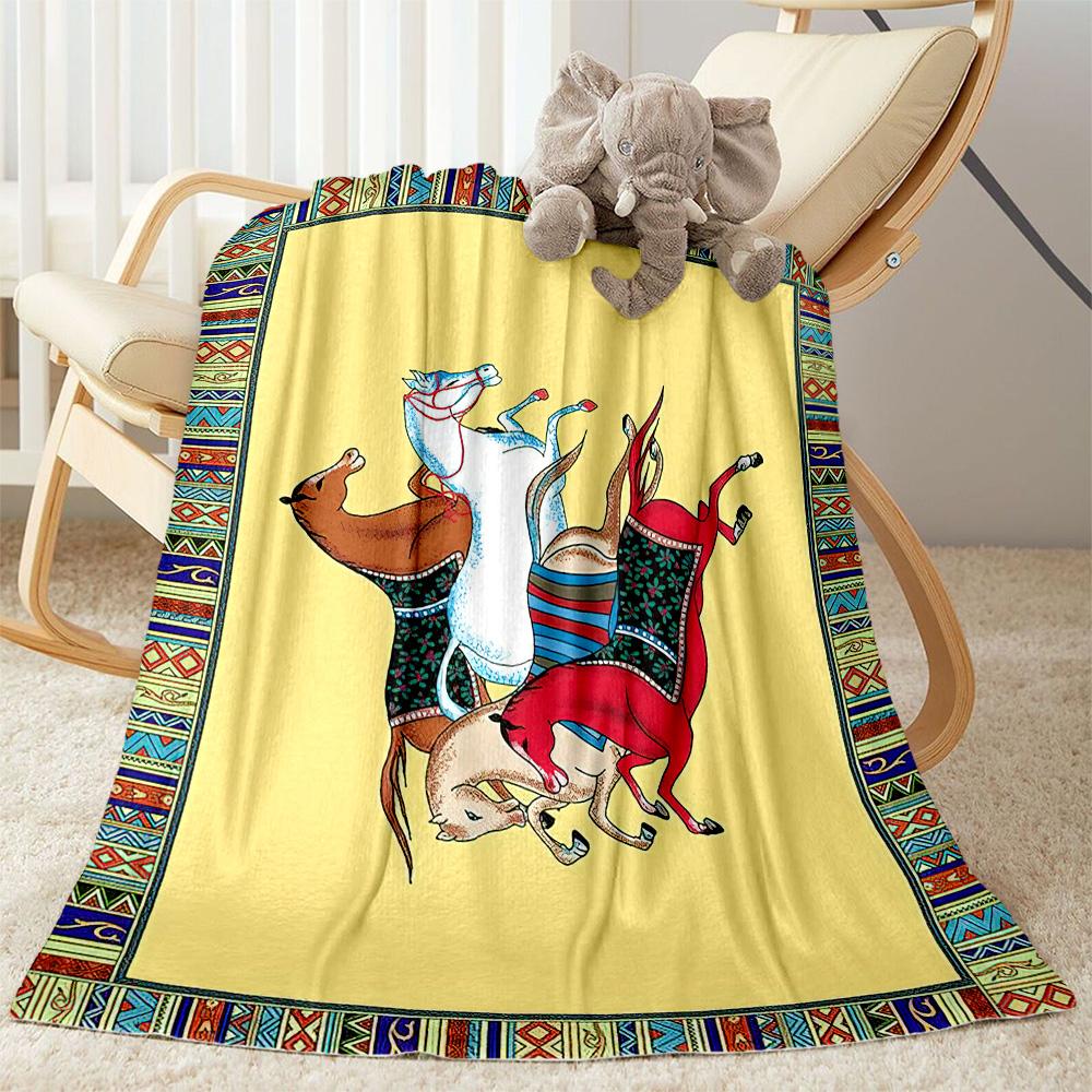Horse Blanket Comfortable Perfect for Livingroom Seaside Sofa All-Season Use Modern Ideal Gift For Birthday Valentine'S Day