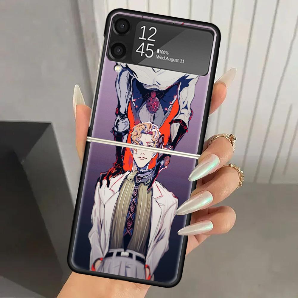 JoJo Adventure Killer Queen Hard PC Phone Case For Samsung Galaxy Z Flip 7 6 5 4 3 Black ZFlip7 ZFlip6 Flip5 Flip4 Flip3 5G Prin