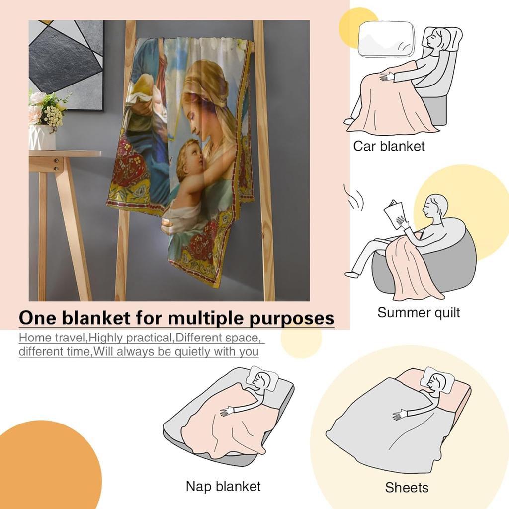 Manta Virgen De Guadalupe Blanket Bible-Verse Prayers Virgen Mary Blanket Mother of God Inspirational-Jesus Throw Blankets Cozy Soft for Couch Sofa