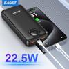 EAGET 20000mAh Powerbank PD 22.5W Superrask Lading Powerbank med LED Batteridisplay for iPhone 14-17 Android/Samsung/Nettbrett
