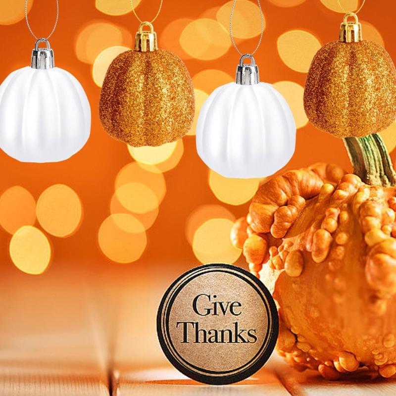 Fall Thanksgiving Hanging Pumpkin Thanksgiving Pumpkin Hanging Decorations Glitters Pumpkin Ball for Holiday Festival