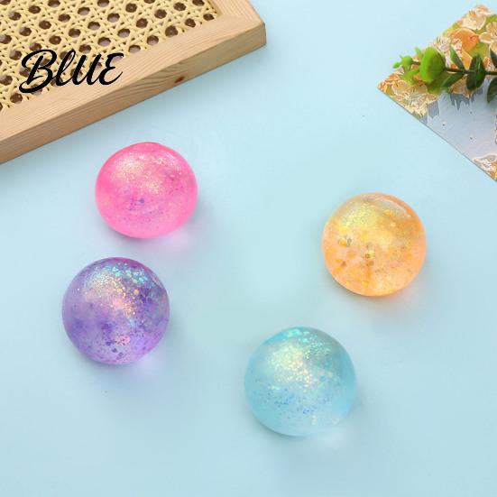 Slow Rebound Stress Ball 1/4Pcs Glitter Relief Toy Transparent Multicolor Squeeze Sugar Portable Travel Home Office Anxiety Relieving Fidget