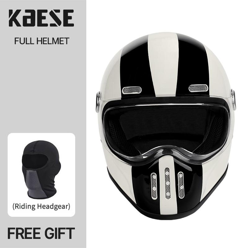 New Fashion Retro Motorcycle Helmets Fiberglass Shell Vintage Cafe Racer Fiber Glass Full Helmet for Motocross Scooter